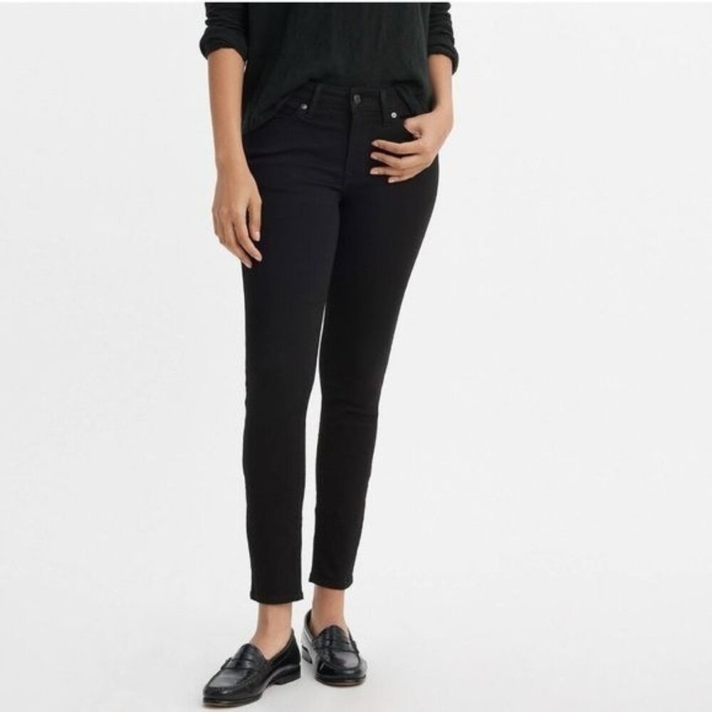 Levis 721 High Rise Skinny Jeans Womens 28 Black Cotton Blend Stretch Denim